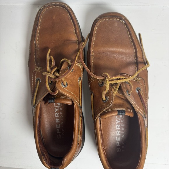 Sperry Topsider Boat Shoes Mens Size 9 Brown Leather 2 Eyelet Sport Sole Loafers - Picture 8 of 10